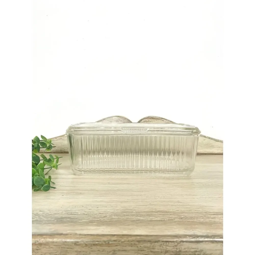 Vintage Federal Glass Refrigerator Dish Lidded Glass Storage Container Retro